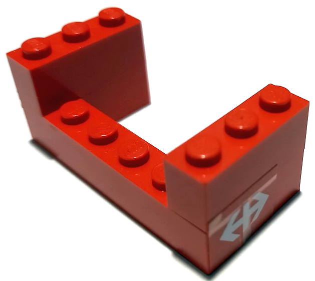 Lego Stickered Assembly 6 x 3 x 2 with White Double Arrow (Swiss Federal Railways) Pattern on Both Sides (Stickers) - Set 7730