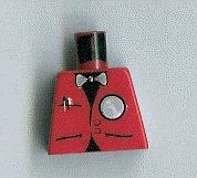 Lego Torso Infomaniac with Bow Tie and Reverse-Italicized i Logo Pattern / Red