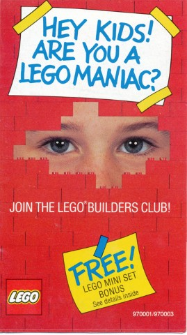 Lego 1991 Insert - Builders Club - 'Hey kids! Are you a Lego maniac?' (970001/970003)