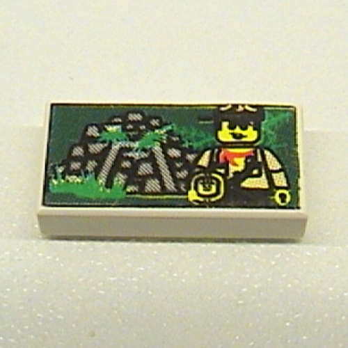 Lego Tile 1 x 2 with Minifig and Jungle Ruins Print