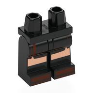 Lego Hips and Black Legs with Black Skirt, Reddish Brown Creases, Light Nougat Legs, Boots, Brown Toes Print / Black