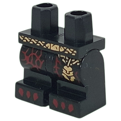 Lego Hips and Black Medium Legs with Gold Belt, Pendants, Dark Red Lave, Claws print