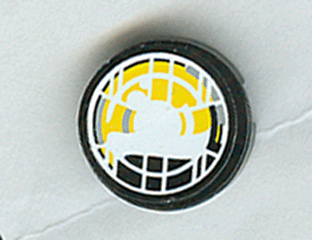Lego Tile, Round 2 x 2 with Headlamp Yellow and Black Pattern (Sticker) - Set 8277 / Black