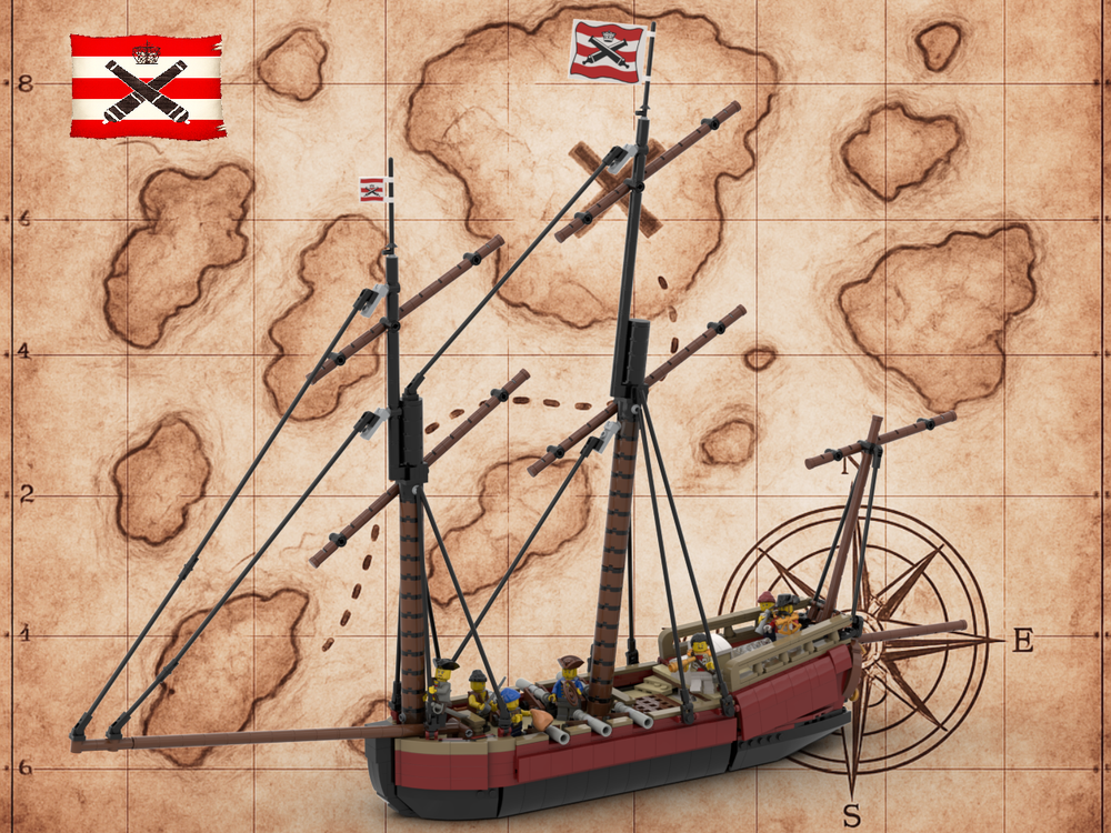 Lego ⚔️ RED FACTION PRIVATEER LUGGER "SCARLET RUNNER" | Full Rigging, Interior & Crew ⚔️