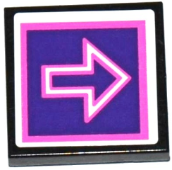 Lego Tile 2 x 2 with Dark Pink and White Arrow Outlines on Dark Purple Background Pattern (Sticker) - Set 41130
