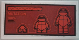 Lego Tile 2 x 4 with Ninja Turtles and 'MUTATION 100%' on Dark Red Background Pattern (Sticker) - Set 79116