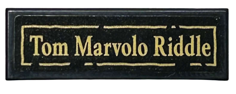 Lego Tile 1 x 3 with Gold 'Tom Marvolo Riddle' and Border Pattern (Sticker) - Set 76421 / Black