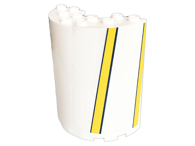 Lego Cylinder Half 3 x 6 x 6 with 1 x 2 Cutout with Bright Light Orange Stripes Pattern Model Right Side (Sticker) - Set 41232