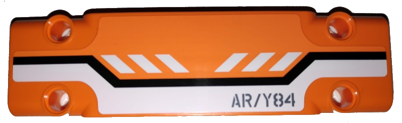 Lego Technic, Panel Plate 3 x 11 x 1 with Black and White Stripes and 'AR/Y84' on Orange Background Pattern (Sticker) - Set 42038