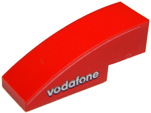Lego Slope, Curved 3 x 1 with Vodafone Logo Pattern Model Left Side (Sticker) - Set 8142-1 / Red