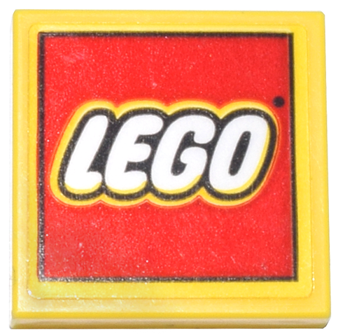 Lego Tile 2 x 2 with Large LEGO Logo on Yellow Background Pattern (Sticker) - Set 40817 / Yellow