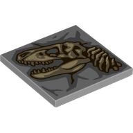 Lego Tile 4 x 4 with Tan/Reddish Brown T-Rex Skeleton in Rock Print