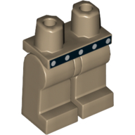 Lego Hips and Dark Tan Legs with Black Belt with 5 Silver Dots Print / Dark Tan