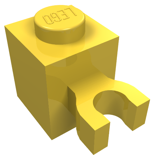 Lego Brick Special 1 x 1 with Clip Vertical [Thick U Clip, Solid Stud] / Yellow