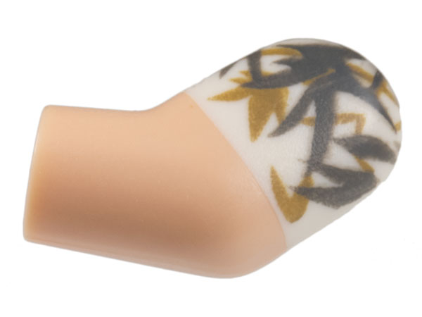 Lego Arm, Left with White Short Sleeve, Floral Pattern / Light Nougat