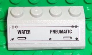 Lego Slope 45 2 x 4 with 'WATER' and 'PNEUMATIC' Pattern (Sticker) - Set 7723 / Light Bluish Gray