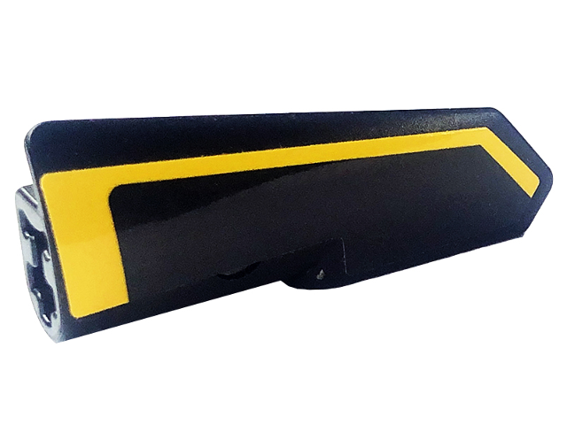 Lego Technic, Panel Fairing #22 Very Small Smooth, Side A with Bent Yellow Stripe Pattern (Sticker) - Set 42094