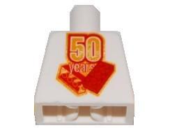 Lego Torso Lego 50 Year Anniversary Logo Pattern / White