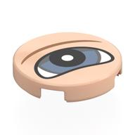 Lego Tile Round 2 x 2 with Eye, Sand Blue Iris, Black/White Pupil, Dark Tan Eyebrow Print / Light Nougat