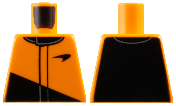 Lego Torso Racing Suit with Black Collar, McLaren Logo, Triangle Panel and Back Pattern / Orange