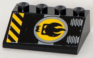 Lego Slope 33 3 x 4 with Agents Dr. Inferno Logo and Black and Yellow Danger Stripes Pattern (Sticker) - Set 8633