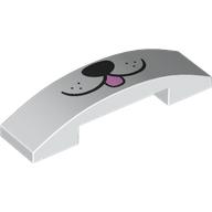 Lego Brick Curved 4 x 1 Double, No Studs with Black Dog Face, Tongue Print