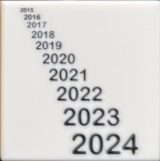 Lego Tile 2 x 2 with Black Ascending Years '2015' to '2024' Pattern / White