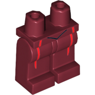 Lego Hips and Dark Red Legs with Black Pointed Line and 2 Red Stripes Print / Dark Red