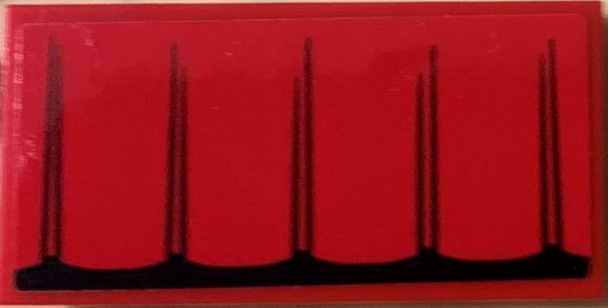 Lego Tile 2 x 4 with Black and Red Curtains Pattern (Sticker) - Set 71044 / Red