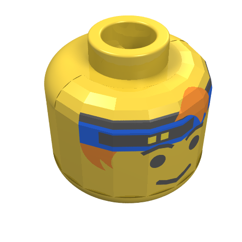 Lego Minifig Head, Headband Blue with Eyebrows Print [Blocked Open Stud] / Yellow