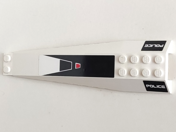 Lego Wedge 16 x 4 Triple Curved with Reinforcements with Black and Red Air Intake and White 'POLICE' on Black Pattern (Stickers) - Set 5983 / White
