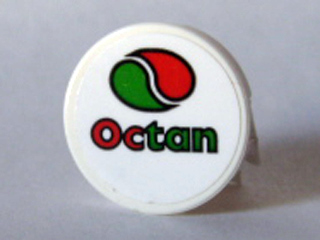 Lego Tile, Round 2 x 2 with Octan Logo Pattern (Sticker) - Set 10184