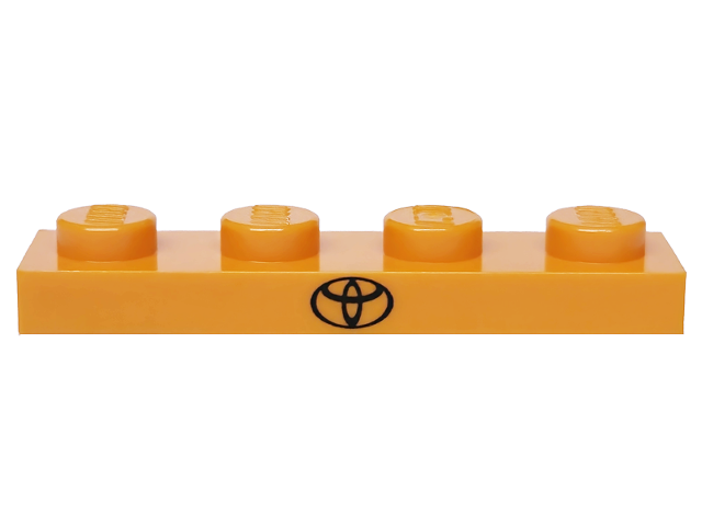 Lego Plate 1 x 4 with Black Toyota Logo Pattern