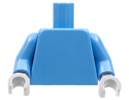 Lego Torso Plain / Medium Blue Arms / Light Bluish Gray Hands