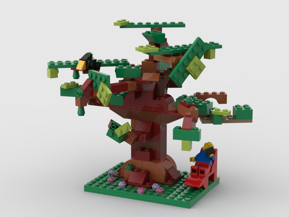 Lego Reading my kindle under a tree