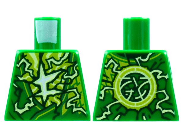 Lego Torso Tunic, Lime and Yellowish Green Energy, Ninjago Logogram Letter L Pattern / Green