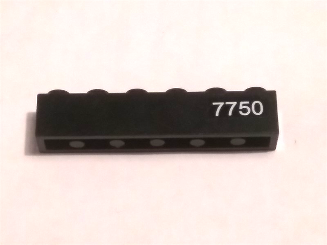 Lego Brick 1 x 6 with White '7750' Pattern Model Right Side (Sticker) - Set 7750