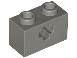 Lego Technic, Brick 1 x 2 with Axle Hole / Dark Gray