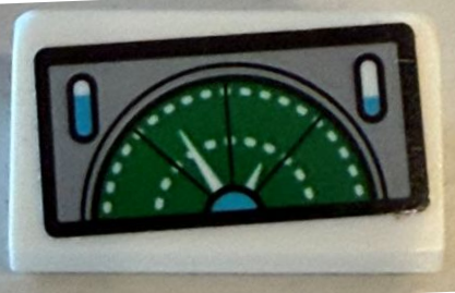 Lego Slope 30 1 x 2 x 2/3 with Green Radar Screen with Dotted Lines and Needles, Medium Azure Gauges and Black Border Pattern (Sticker) - Set 60160