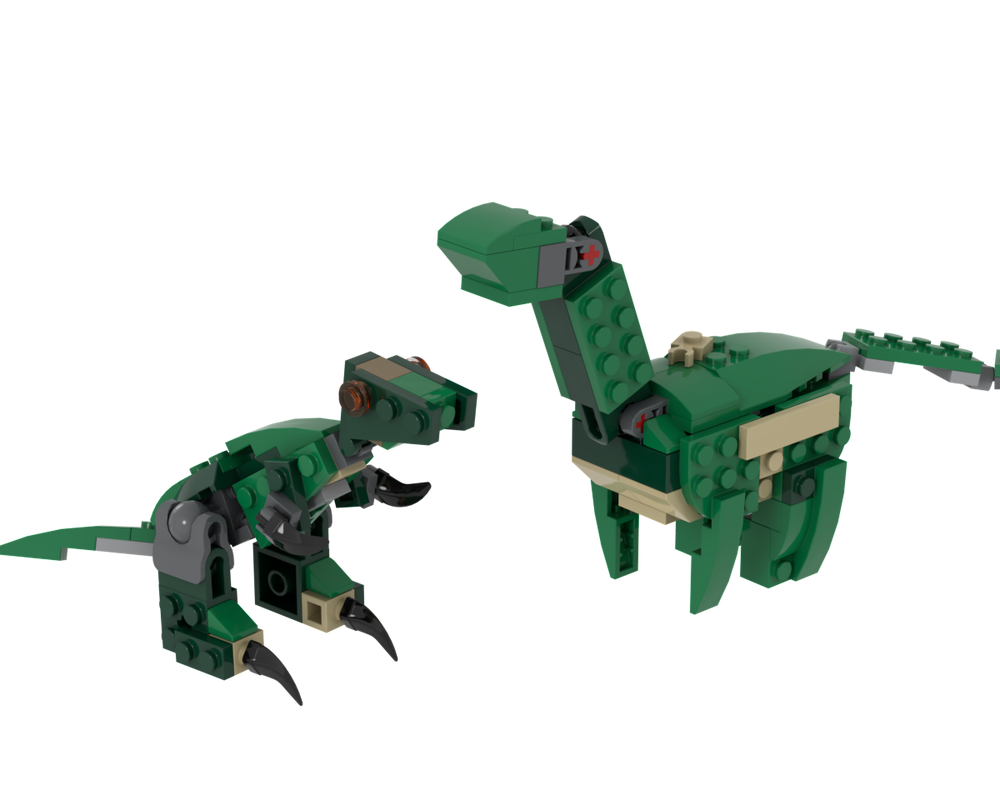 Lego velociraptor and baby sauropod