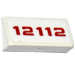 Lego Slope 30 1 x 2 x 2/3 with Red '12112' Pattern (Sticker) - Set 76049