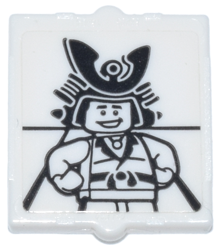 Lego Glass for Window 1 x 2 x 2 Flat Front with Ninja Minifigure Posing Pattern (Sticker) - Set 70657 / White