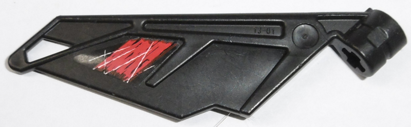 Lego Bionicle Wing Small / Tail with Axle Hole with Red Battle Damange Pattern Model Left Side (Sticker) - Set 5973