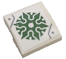 Lego Slope, Curved 2 x 2 x 2/3 with Sand Green Shuriken Throwing Star Pattern (Sticker) - Set 70676