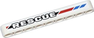 Lego Technic, Liftarm Thick 1 x 9 with 'RESCUE' and Red and Blue Diagonal Stripes Pattern Model Left (Sticker) - Set 42020