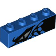 Lego Brick 1 x 4 with Dragon Eye print / Blue