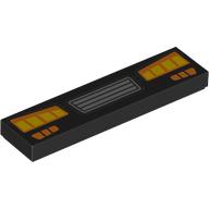 Lego Tile 1 x 4 with Silver Grill, Yellow Headlights Print