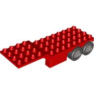 Lego Duplo Trailer Four Rear Wheels, Elevated Front End, 4 x 12 Studs / Red