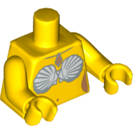 Lego Torso Mermaid Shell Bra and Sea Snail Necklace Print, Yellow Arms and Hands / Yellow