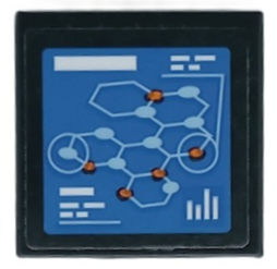 Lego Tile 2 x 2 with Screen with Hexagonal Grid of Molecules, White Bars and Rectangles Pattern (Sticker) - Set 60227